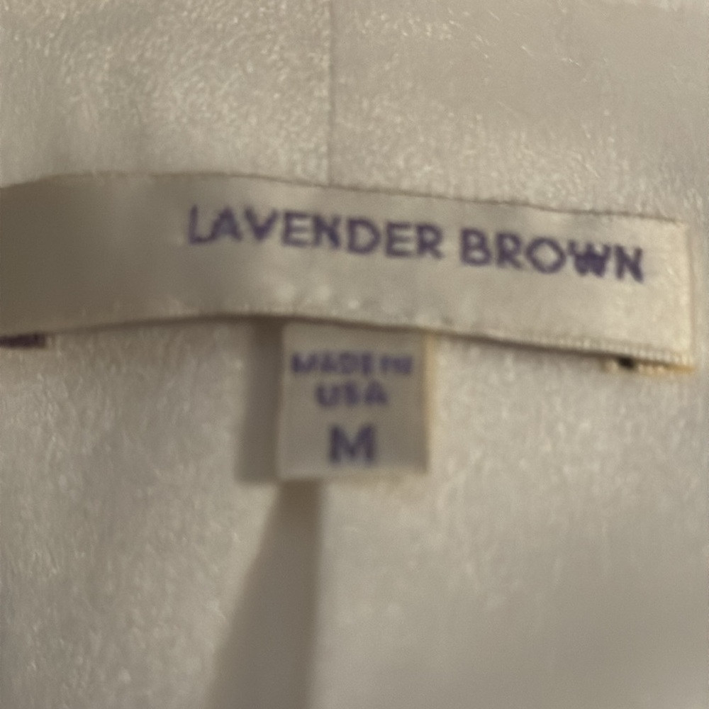 Lavender Brown white single button front crepe polyester white blazer Sz‎ M - Picture 4 of 6